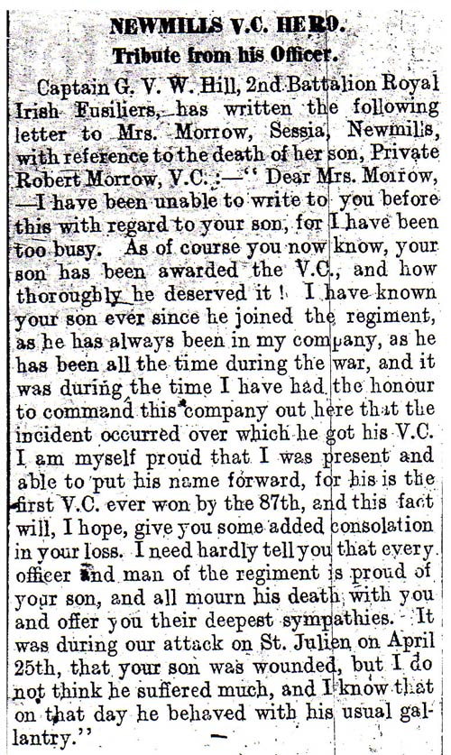 Tyrone Courier dated 10th June 1915