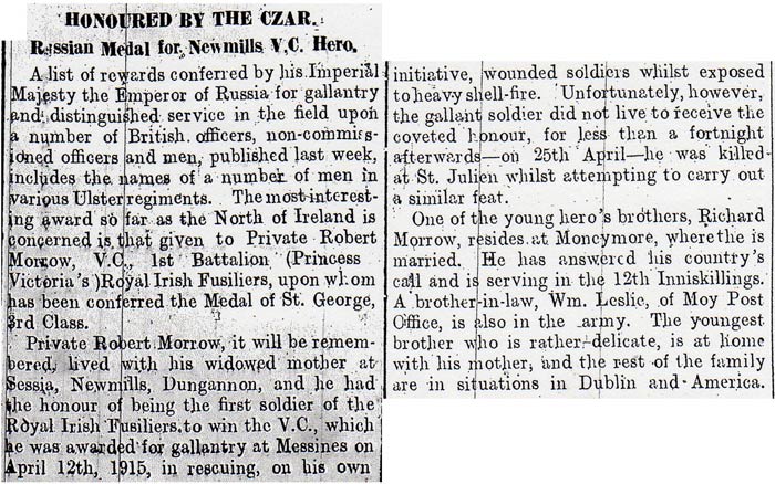 Tyrone Courier dated 2nd September 1915