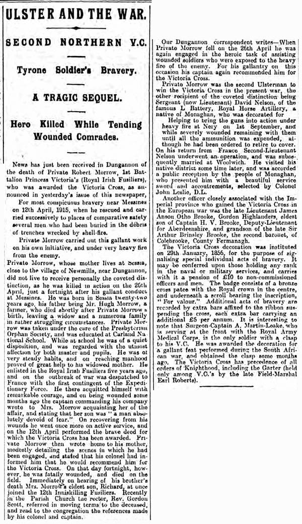 Belfast Newsletter dated 25th May 1915